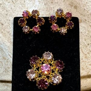 Vintage 1950s Made in Austria Earrings & Brooch